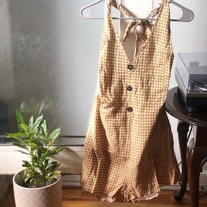 Yellow gingham romper